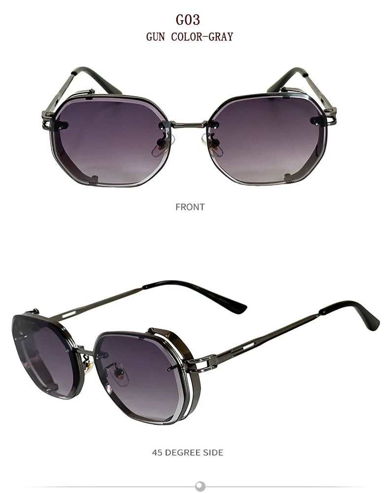 2024 Steampunk Sonnenbrille Für Männer Modische Platz Punk Mode Gläser Designer Sonnenbrille Frauen Trendy Gafas De Sol Hombre – Detail 15