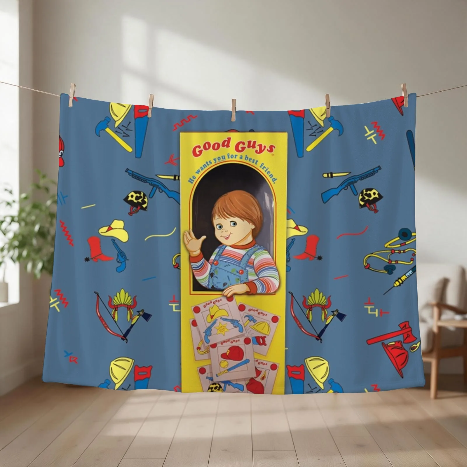 The Good Guys - Childs Play ft. Chucky Throw Blanket couch cozy soft plush fuzzy picnic outdoor blanket