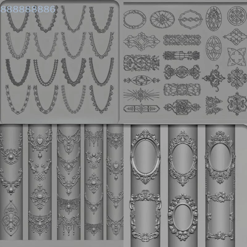 [B]3D Silicone Nail Art Mold European Style Retro Patterns Lace Design Decoration DIY Transparent Manicure Template