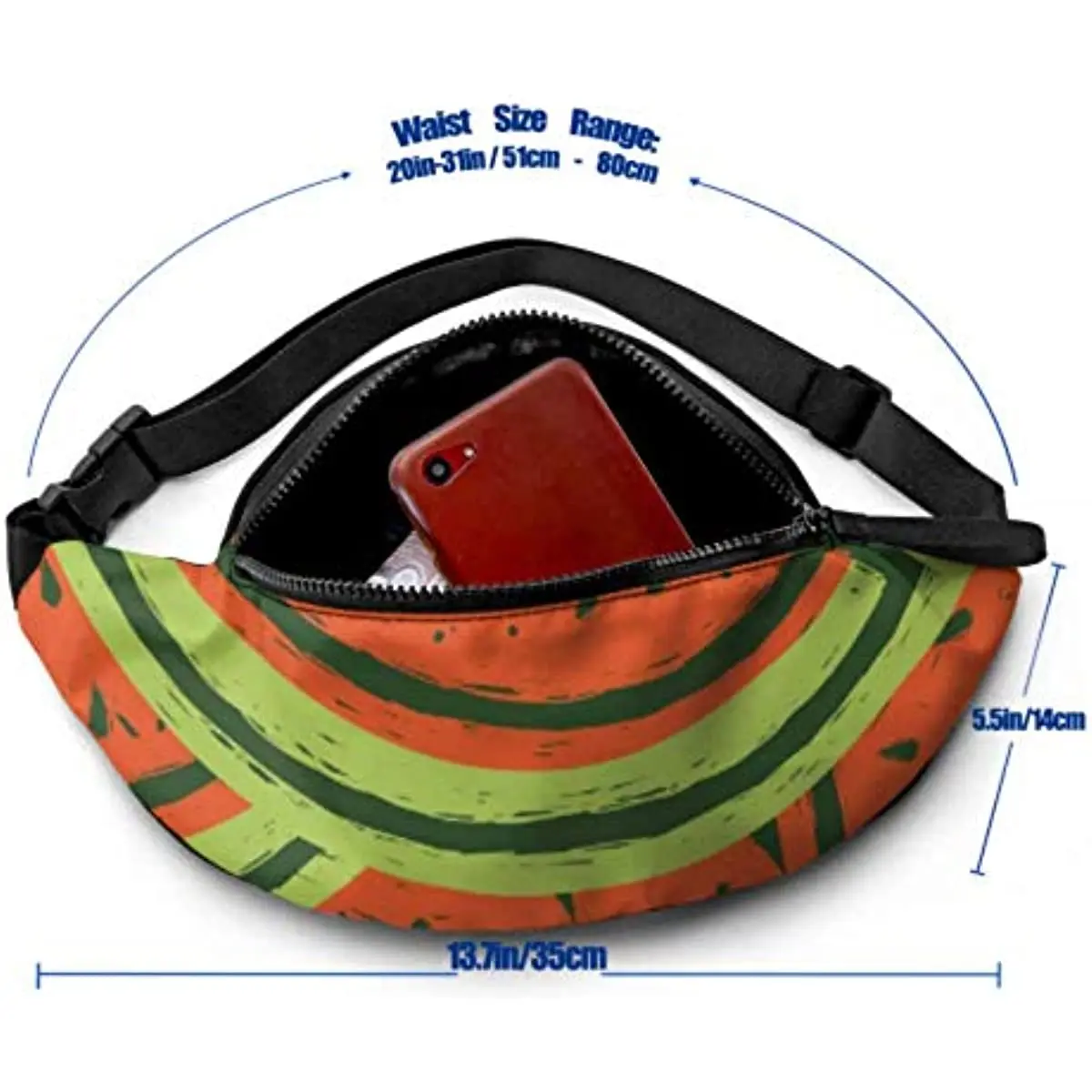 Fishing Waist Bag Create Fashion Art Fruit Watermelon Woman Fanny Pack with Headphone Jack and Adjustable Straps Waist Belt