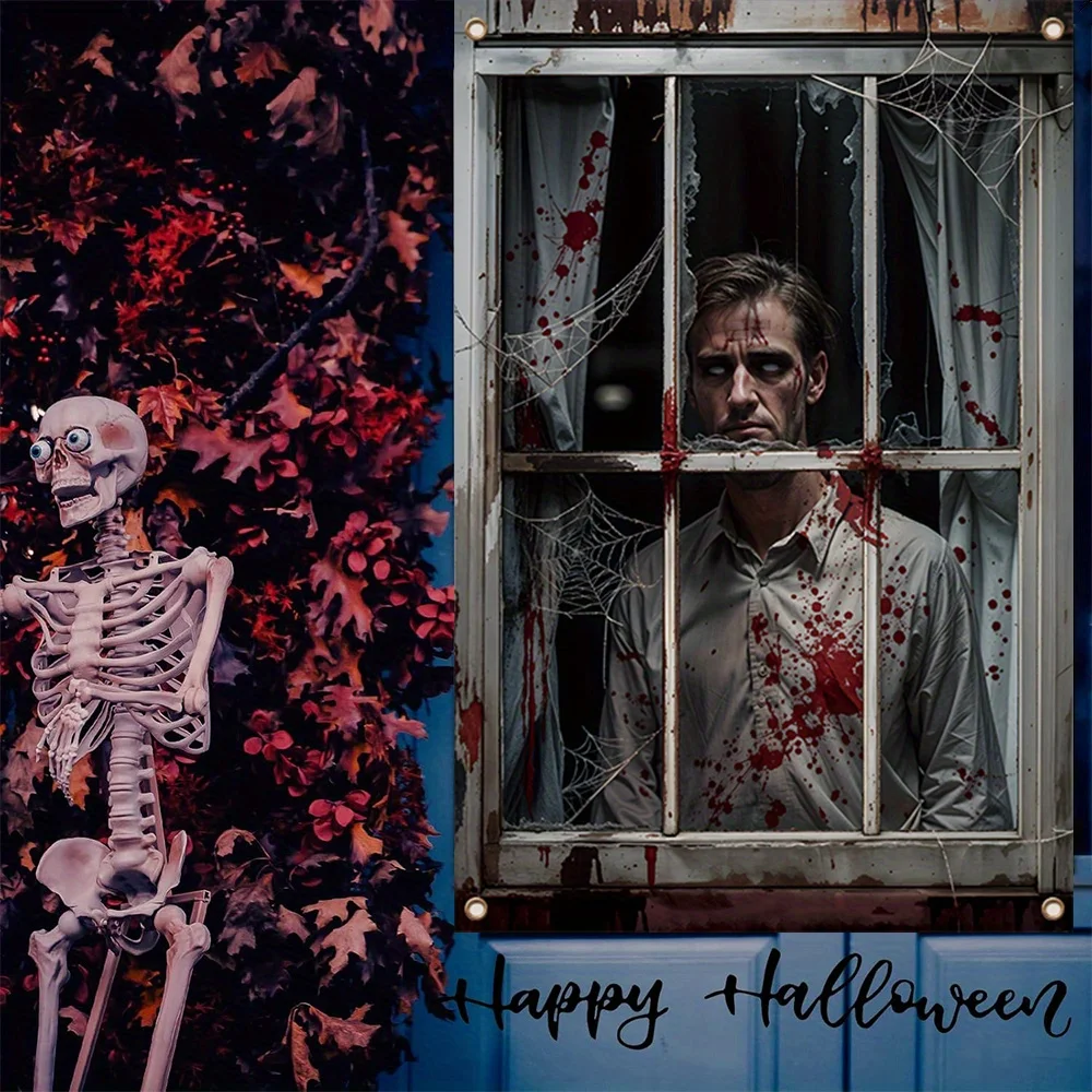 Halloween-themed party window banner, a background of a staring monster, festival celebration, home decoration - Image 4