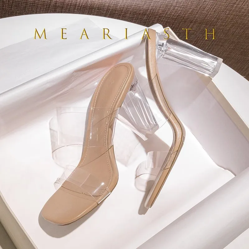 

Summer Women's High Heel Sandals PVC Jelly Slippers Open Toe High Heels Women Transparent Perspex Slippers Transparent Sandals