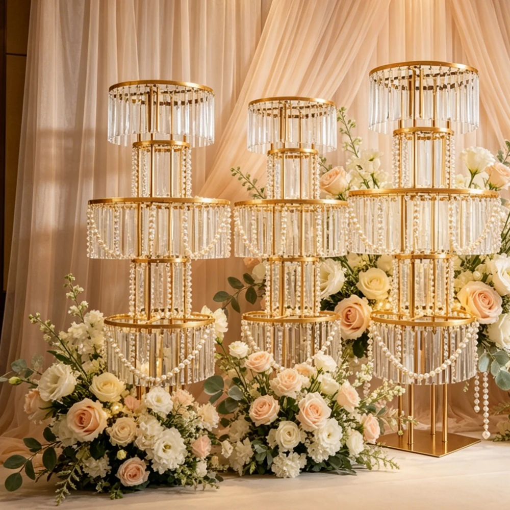 2pcs H130cm  Wedding Supplies Stage Road Guide Crystal acrylic Stand Floor Walkway Lights Wedding Decoration centerpieces