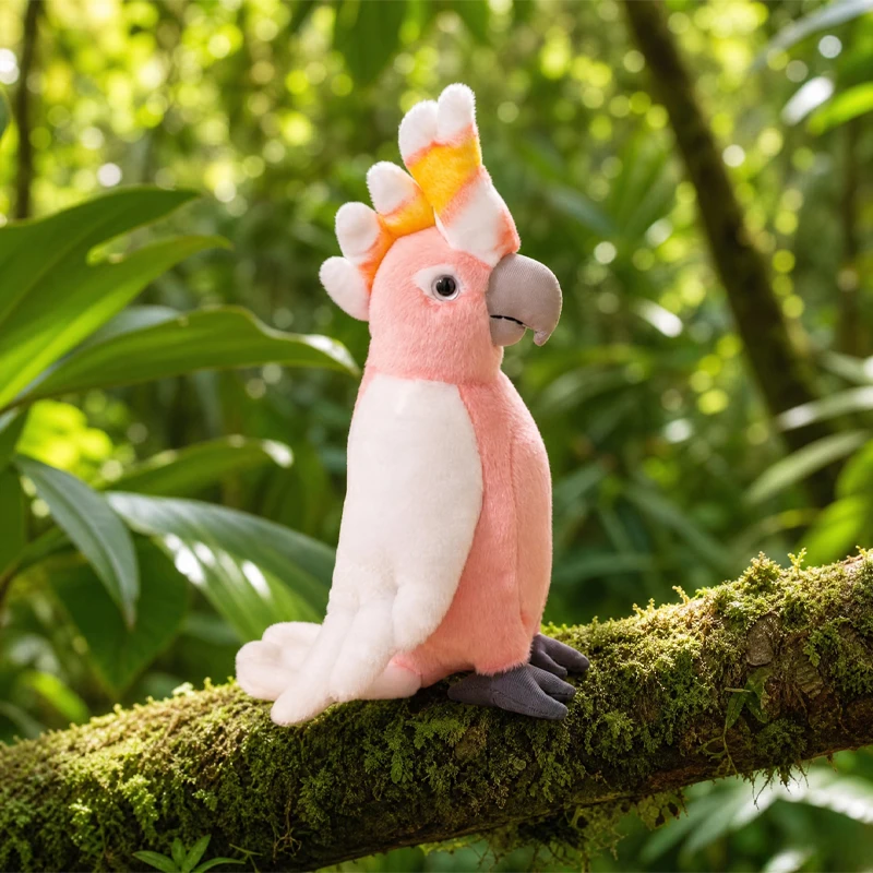 Cute Pink Cockatoo Plush Toy Vivid Simulation Parrot Plushie Desk Decoration Items Soft Skin-friendly Stuffed Doll Boy Girl Gift