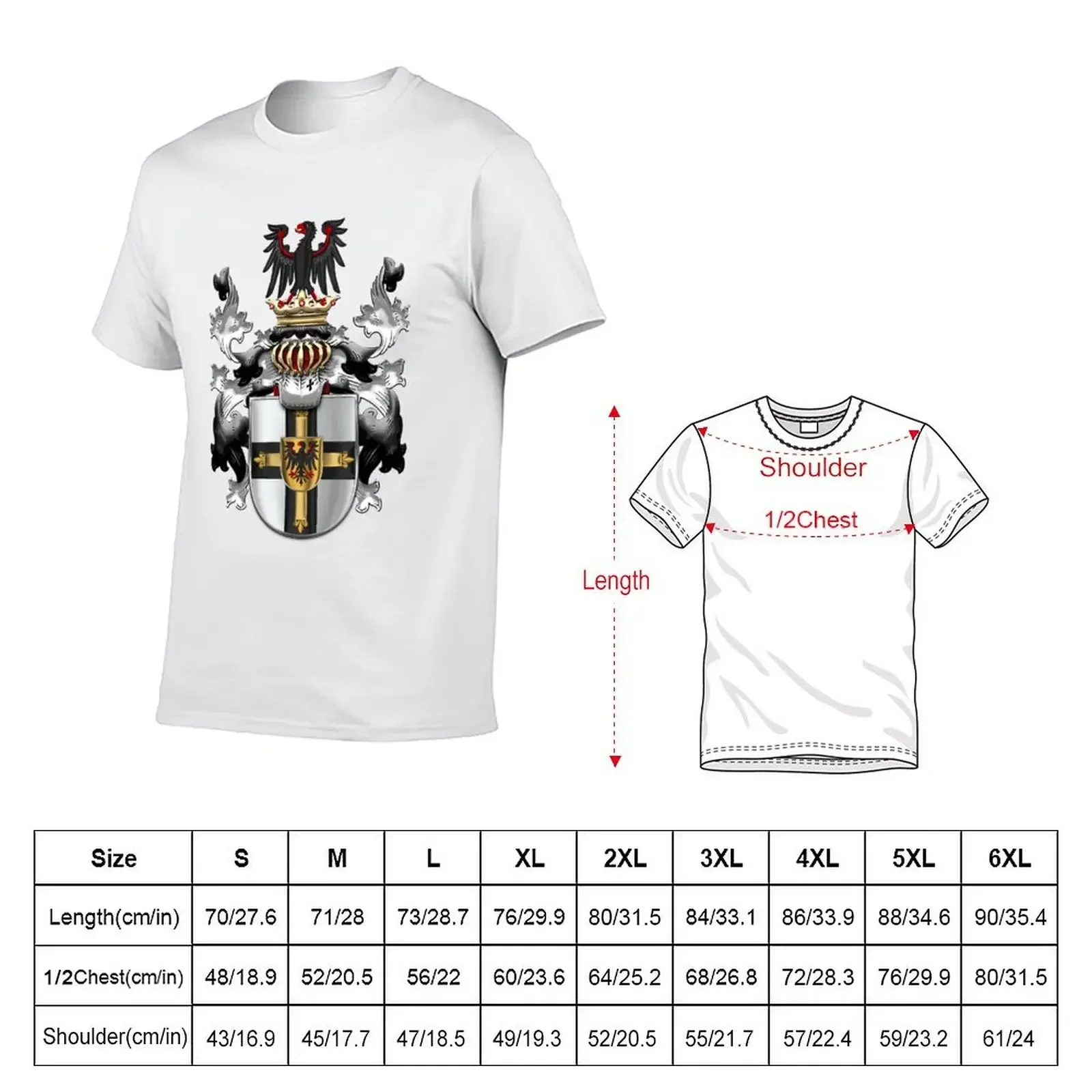 Teutonic Order - Coat of Arms over White Leather T-Shirt sweat custom t shirt t shirts for men