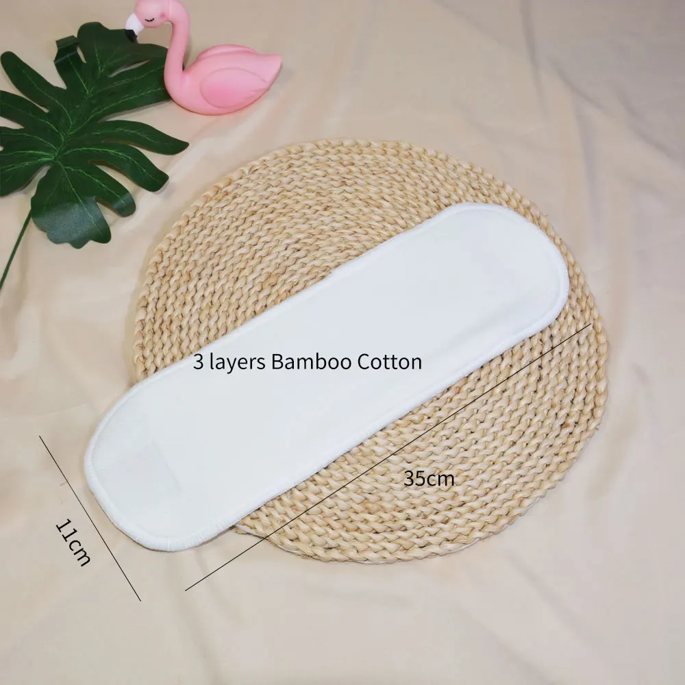 EezKoala 5pcs 3 Layers Bamboo Cotton Cloth Diaper Insert Washable Cloth Nappy for Baby Diapers 35*11cm