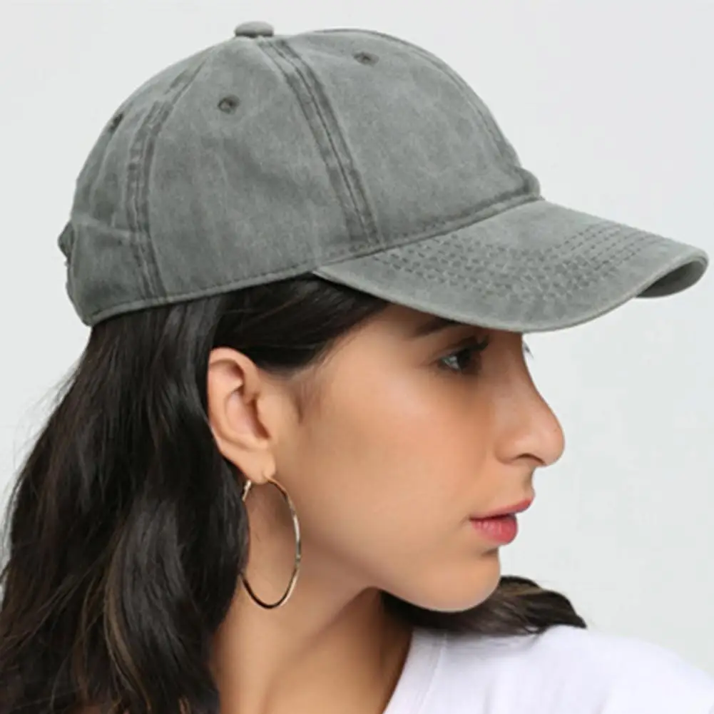 

Uv Protection Hat Vintage Long Brim Adjustable Buckle Ponytail Hole Baseball Hat for Women Men Unisex Sun Protection Headwear