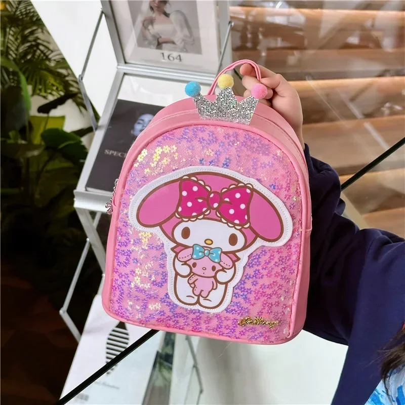 Sanrio hello kitty детский рюкзак для детского сада kuromi pu принцесса сумка через плечо с блестками для мальчиков и девочек школьная сумка с героями мультфильмов