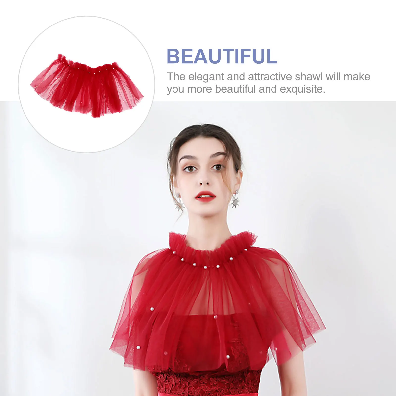 

Mesh Shawl Cloak Gauze Wedding Dress Dresses for Bride High Quality Elegant Bridal Polyester Travel