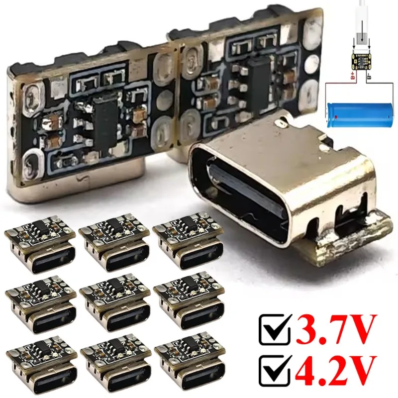 1-12PCS Mini Li-Ion Battery Charging Pad 3.7V 4.2V 18650 Keyboard Charging Power Plate Protection Type C Input Module Board