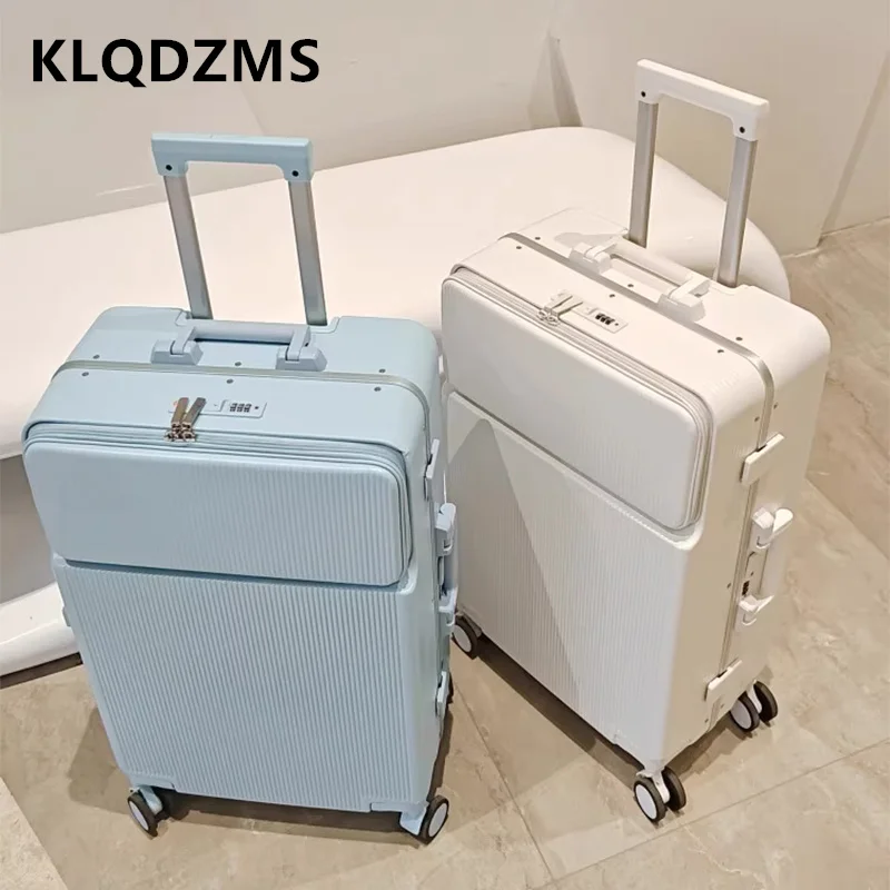 

KLQDZMS Suitcase Multifunctional Trolley Case Front Opening Laptop Boarding Case 20“24”28 Inch with Wheels Rolling Lugga