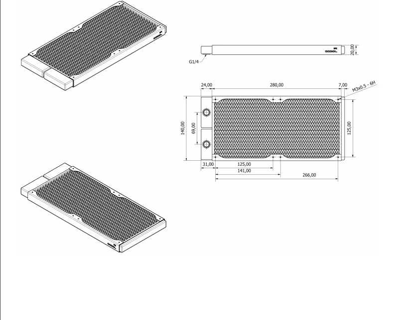 Alphacool NexXxoS ST20 HPE Full Copper Radiator,140mm/280mm Slim Radiators Support 14cm Fan,ITX Small Computer Case