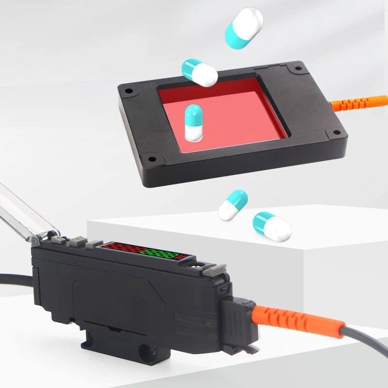 Pill Capsule Drop Detection 120*120mm Fiber Optic Amplifier Sensor Rectangular Counter with Fiber Optic Amplifier Sensor