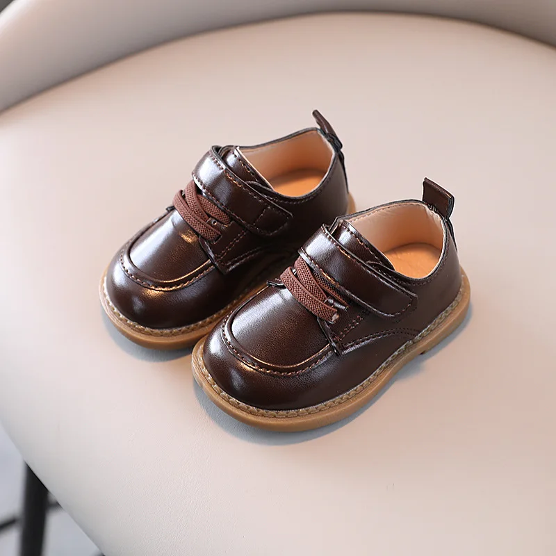 Fashion Children's Leather Shoes for Boys and Girls Outdoor Walking Shoes Toddlers Soft-soled Casual Leather Shoes Kids Flat