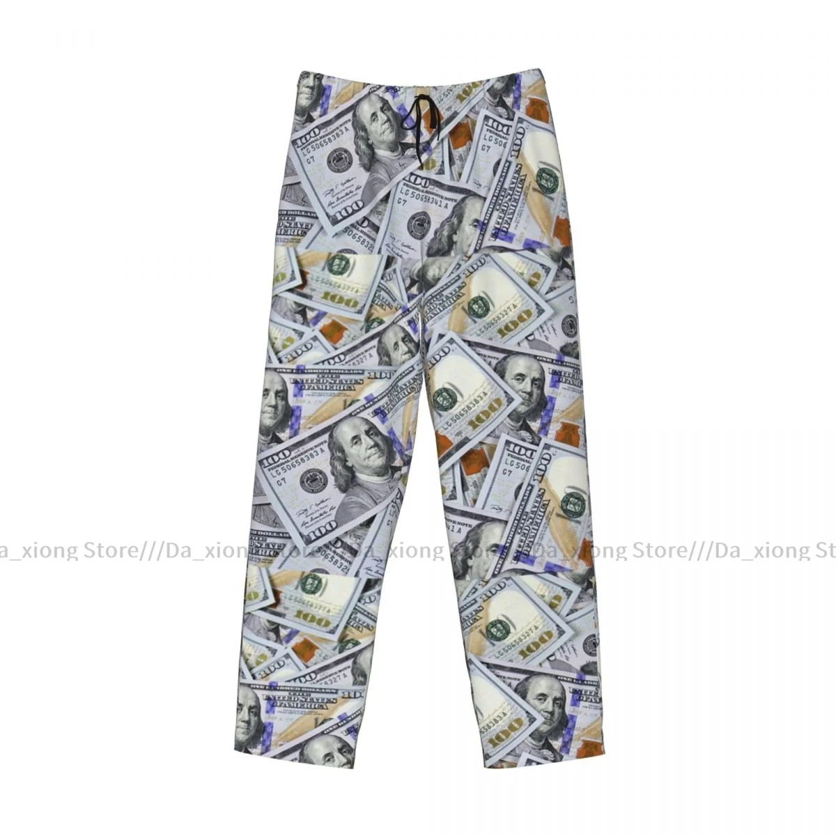 Mens Casual Pajama Long Pant Loose Elastic Waistband Hundred Dollar Bill Cozy Sleepwear Home Lounge Pants