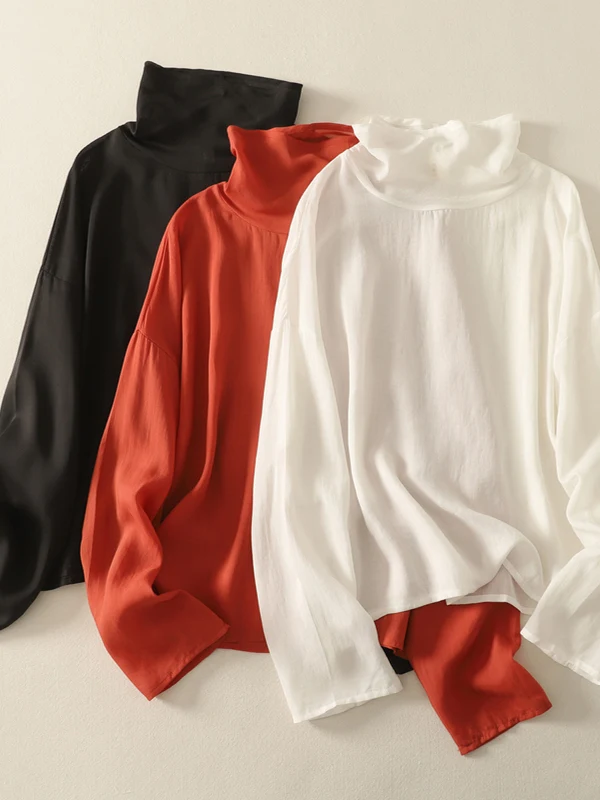 

Summer New Loose Lightweight Long Sve Silk Linen Base irt Women's plus Size T-irt Comfortable Breathable Sun Protection