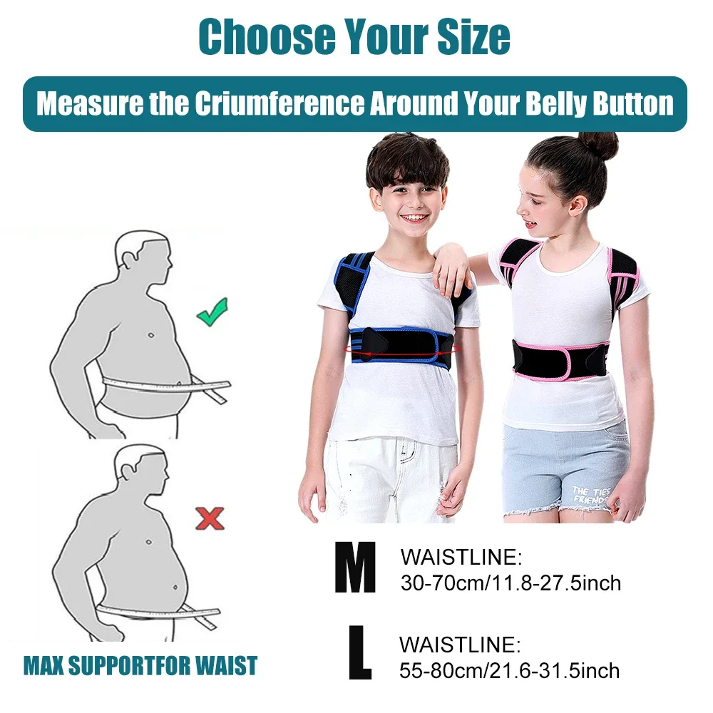 Adjustable Children Posture Corrector Back Support Belt Kid Boy Girl Orthopedic Corset Spine Back Lumbar Shoulder Braces Health