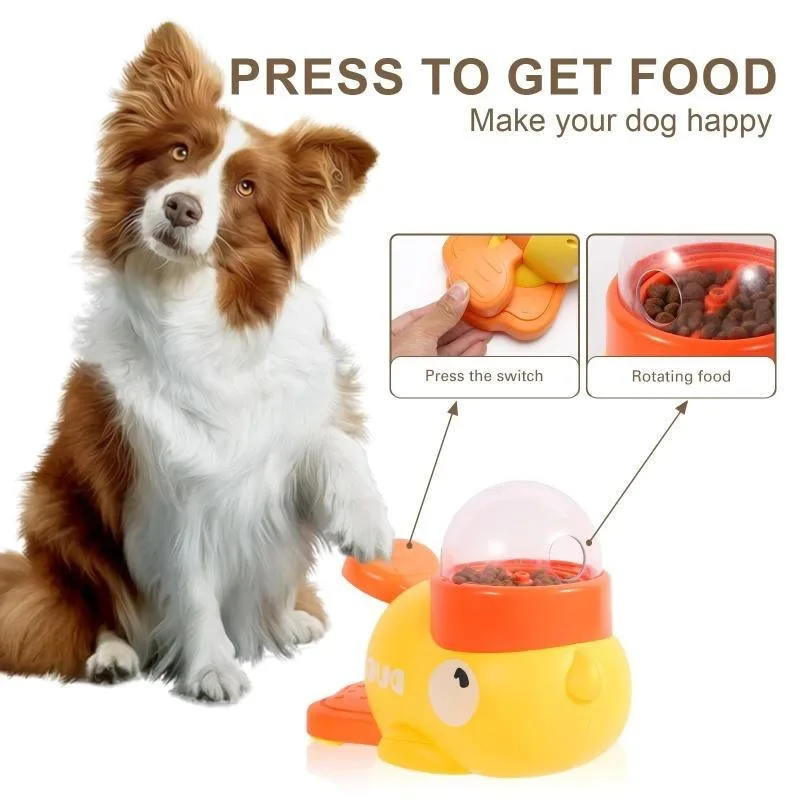 

Dog Cat Puzzle Feeder Interactive Pet Food Treat Dispenser Cartoon Duck Anti-slip Automatic Feeder Toy For Pets Training Product