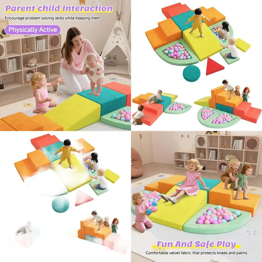 Toddler Foam Climbing Blocks Set, 11-Piece Soft Play Montessori Activity, Macaron-Colored Indoor Gym for 1-Year-Olds