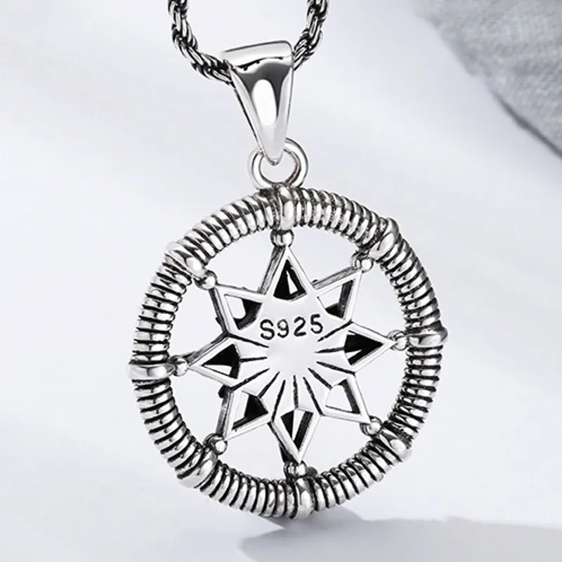 Imagem -02 - Sterling Silver Vintage Starry Leme Pendant Presente Elegante para Homens e Mulheres Novo Bocai-s925