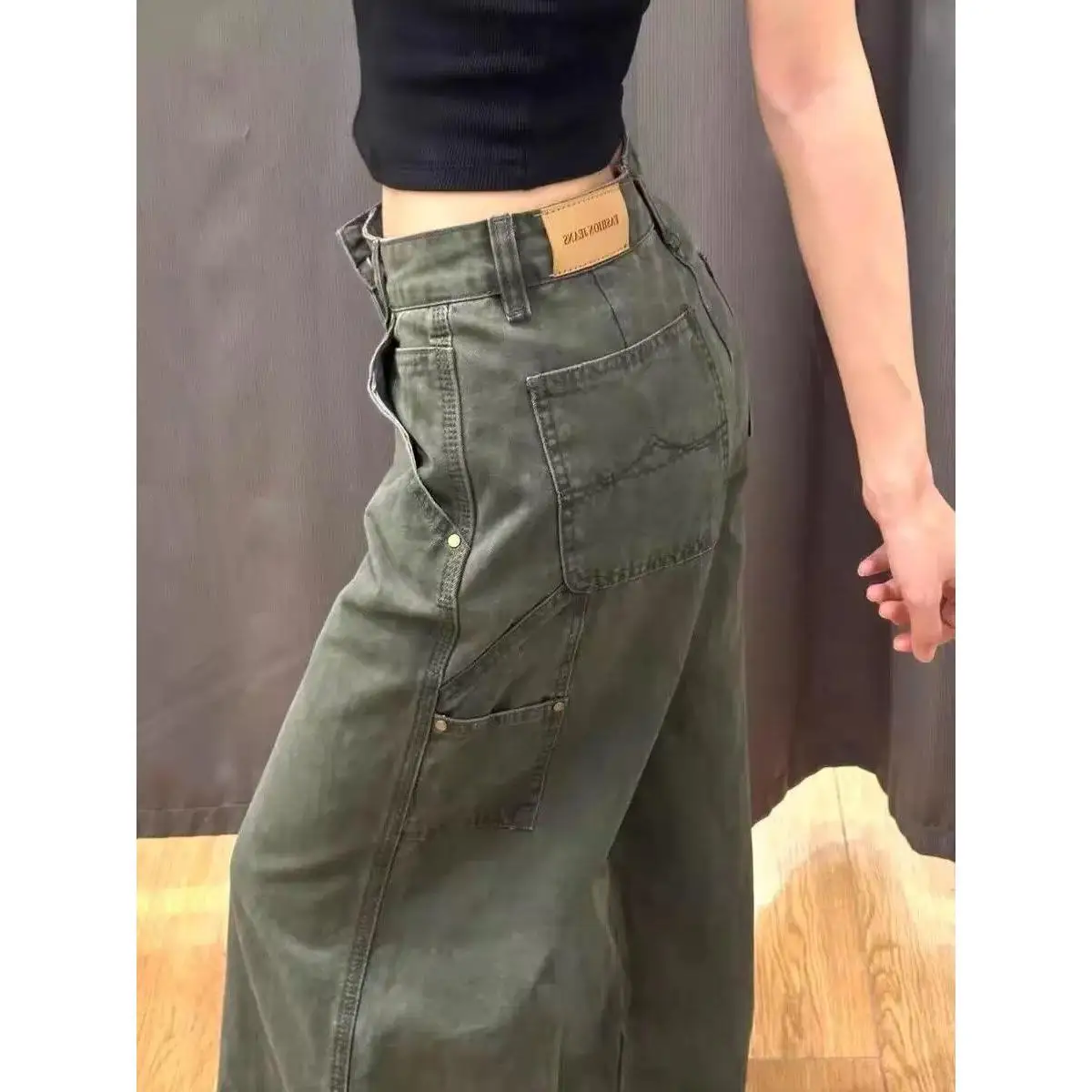 

American Retro Men's Denim Jeans Spring Autumn Loose Straight Workwear Long Trousers Multi-ket CleanFit Design Casual Cott...