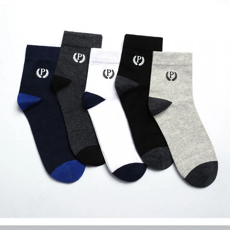 5 Pairs/Lot Men's Cotton Middle Tube Fashion Letters Socks Soft Breathable New Styles Casual Street Fun Sock