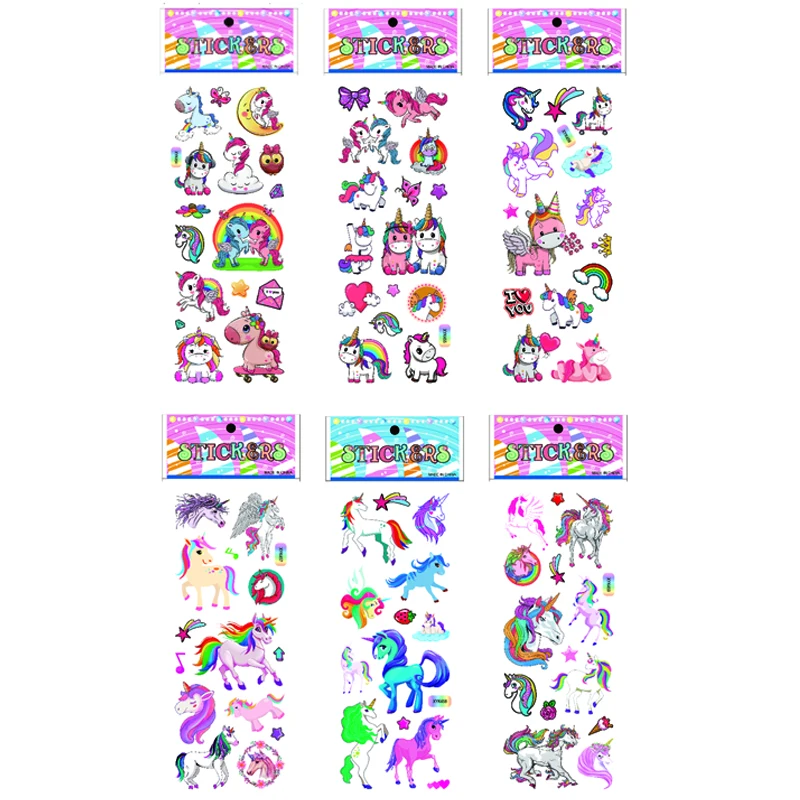 Cartoon Animal Stickers Unicorn Pattern Bubble Sticker for Kids Decor on Notebook 3D Sticker Doodle Toy Stickers