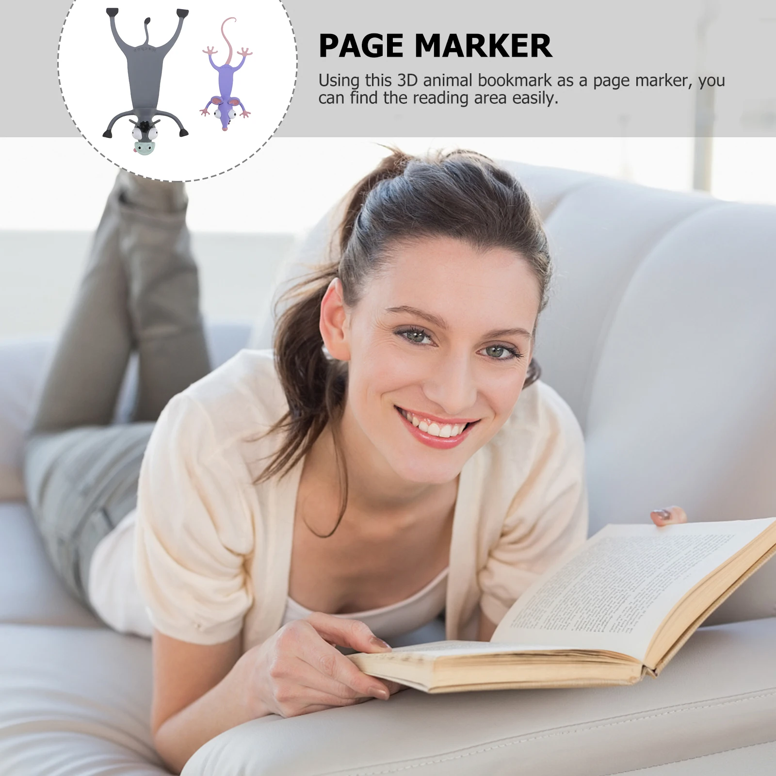 

2pcs Animal Bookmark PVC Stationery Bookmarks for Students Lovely Page Marker 3D Plastic Gifts Christmas Present