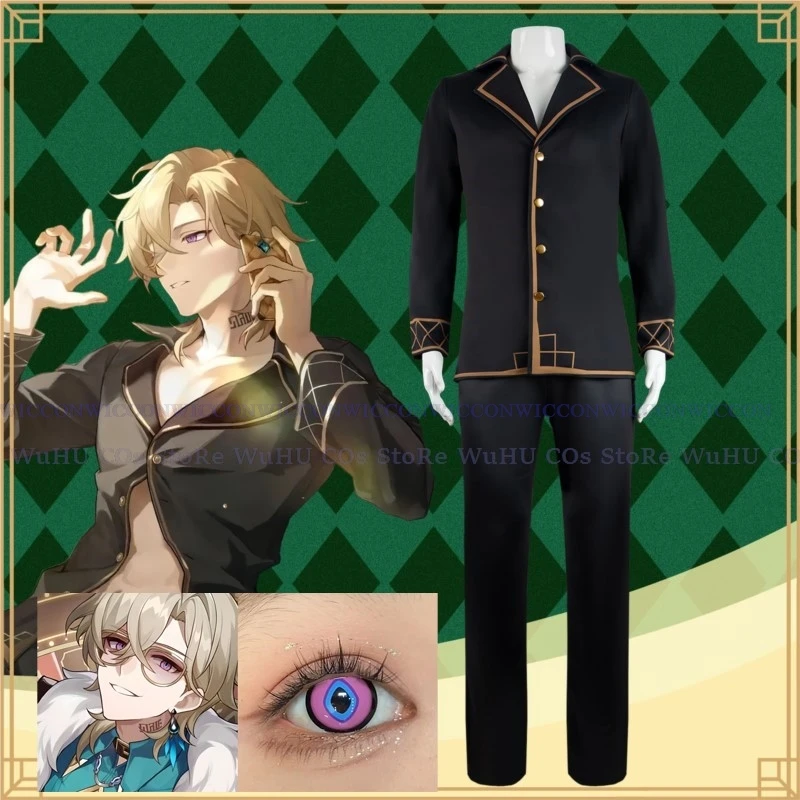 Game Honkai Star Rail Costume Aventurine Cosplay Party Suit Pajamas Earrings Lenses Halloween Carnival Uniform Anime Clothing