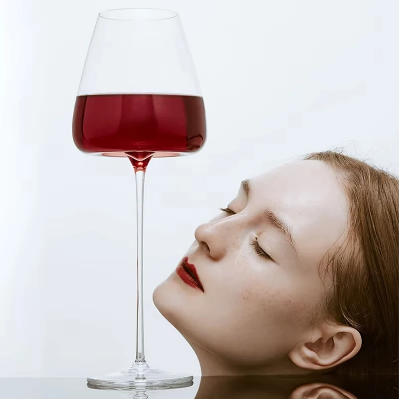 720 مللي قاع مقعر كبير مصنوع يدويًا كأس نبيذ أحمر كريستال بورجوندي بوردو كأس فني كبير لتذوق البطن