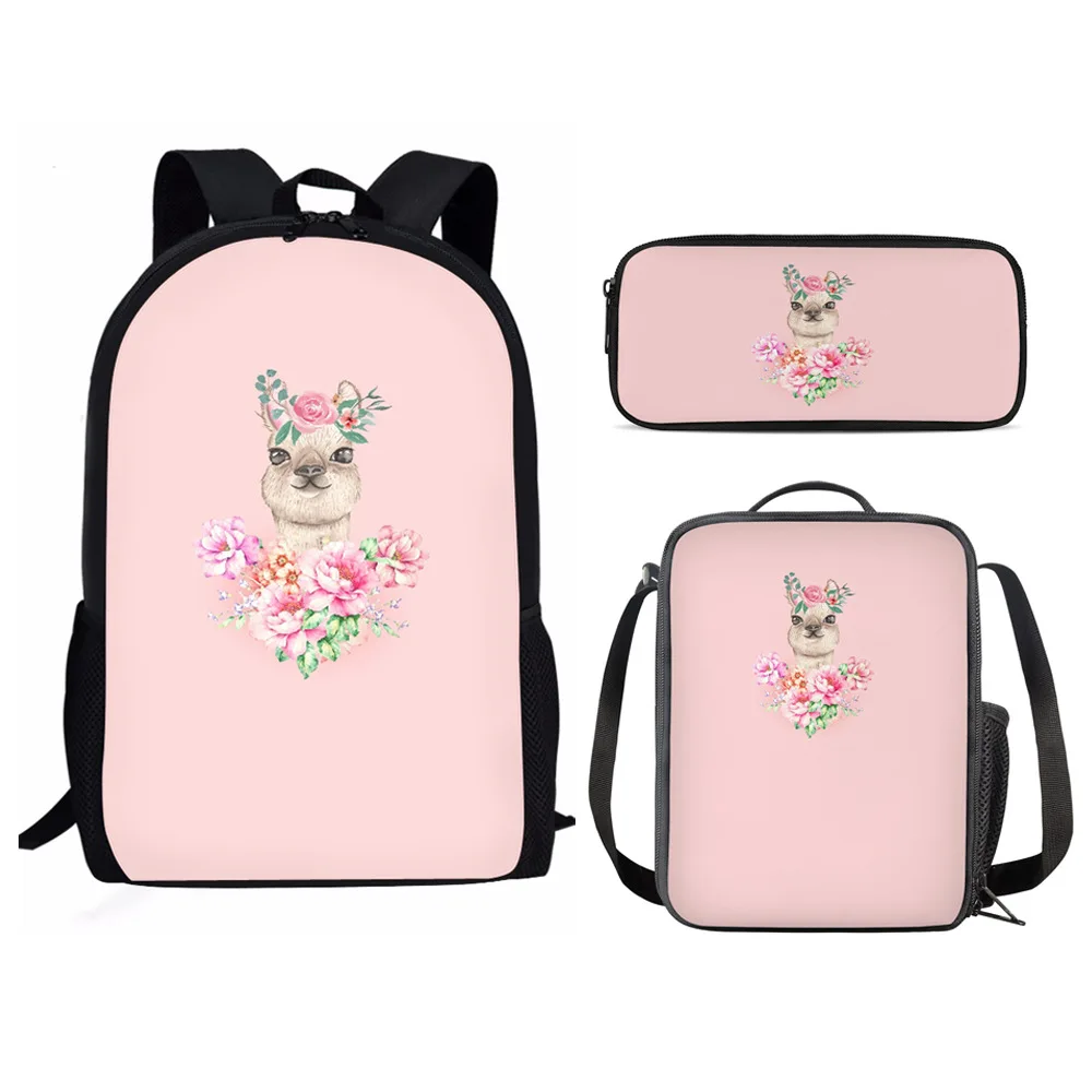 Tas ransel motif bunga harimau, tas ransel Laptop motif 3D, tas buku siswa sekolah motif kartun sederhana dengan tas makan siang dan tas pensil