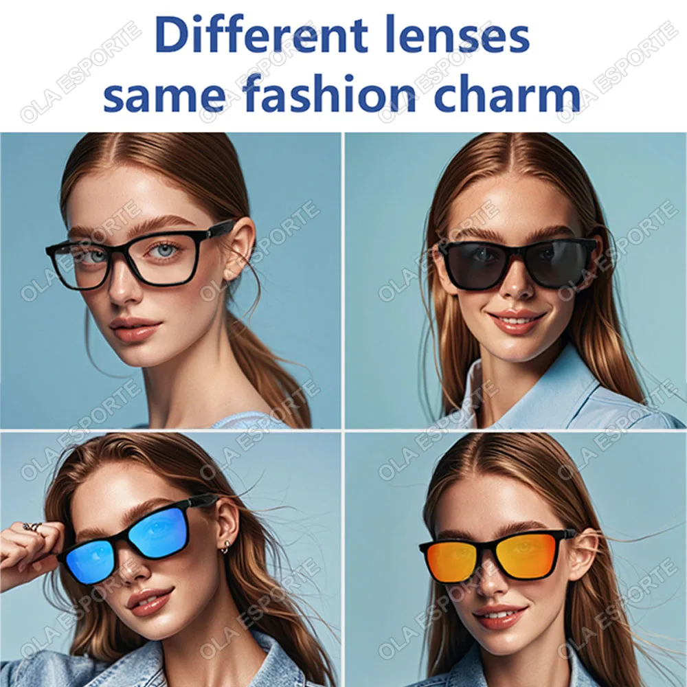 Hot GS05 สมาร์ทแว่นตาสําหรับชาย 2 ใน 1 ป้องกันรังสี UV แบบพกพาPolarized Anti-Blue Lightกรอบสีดําเลนส์สีขาวเพลงแว่นตากันแดด