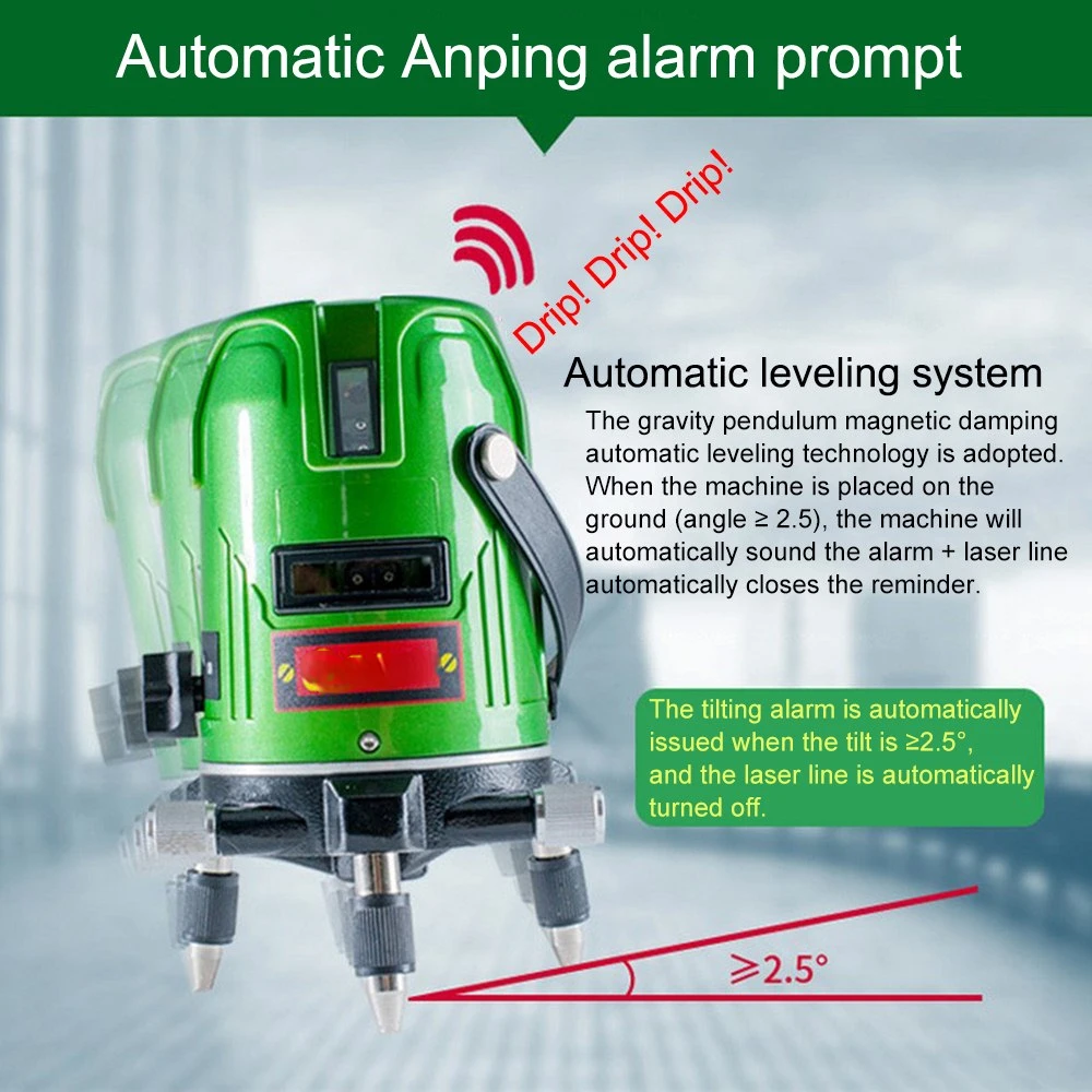 Imagem -02 - Multifuncional Laser Nível 532nm Linhas 360 Lazer Rotativo Luz Verde Laser Nível da Bateria Cruz Linha Nível Adesivo de Parede à Terra