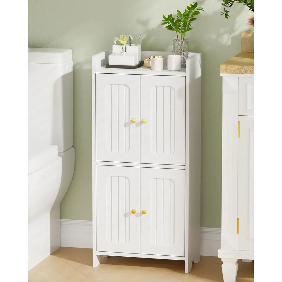 

Small Floor Cabinet, Toilet Paper Storage, Bathroom Storage Cabinet with 4 Doors and Shelves, Bathroom Organizers and Storage f