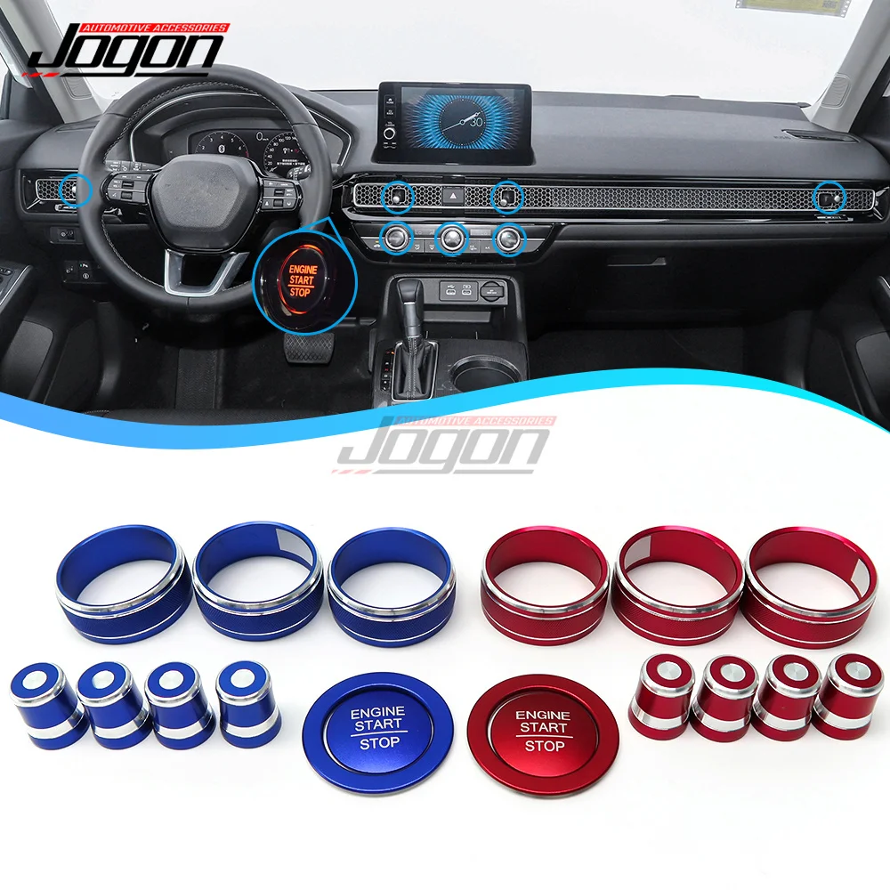 Car Air Conditioner Switch Knob Start Stop Engine Button Ring Cover Trim For Honda Civic FE/FL 11th 2022 Car Interior Accesories