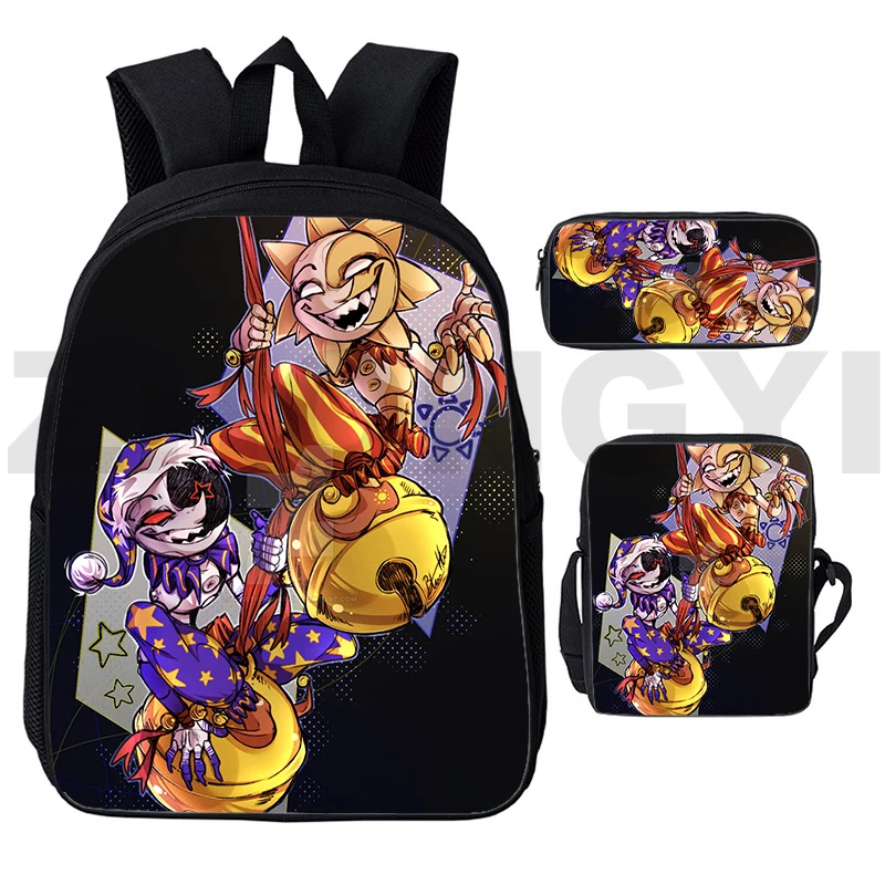 3D Fnaf Sundrop Moondrop Game Backpack Large Canvas Travel Bag Children Cartoon Printing Schoolbags Kawaii Rucksack Kindergarten