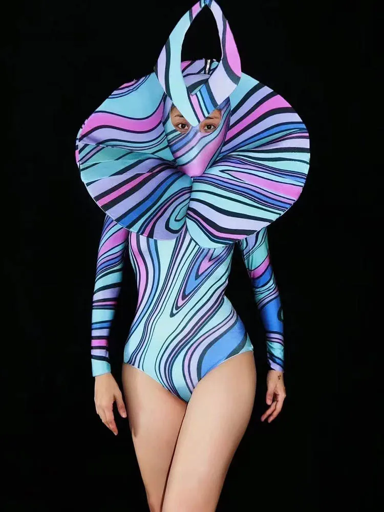 Sexy Striped Printed Hooded Elastic Jumpsuit 2024 New Fashion Custom Women'S Clothing