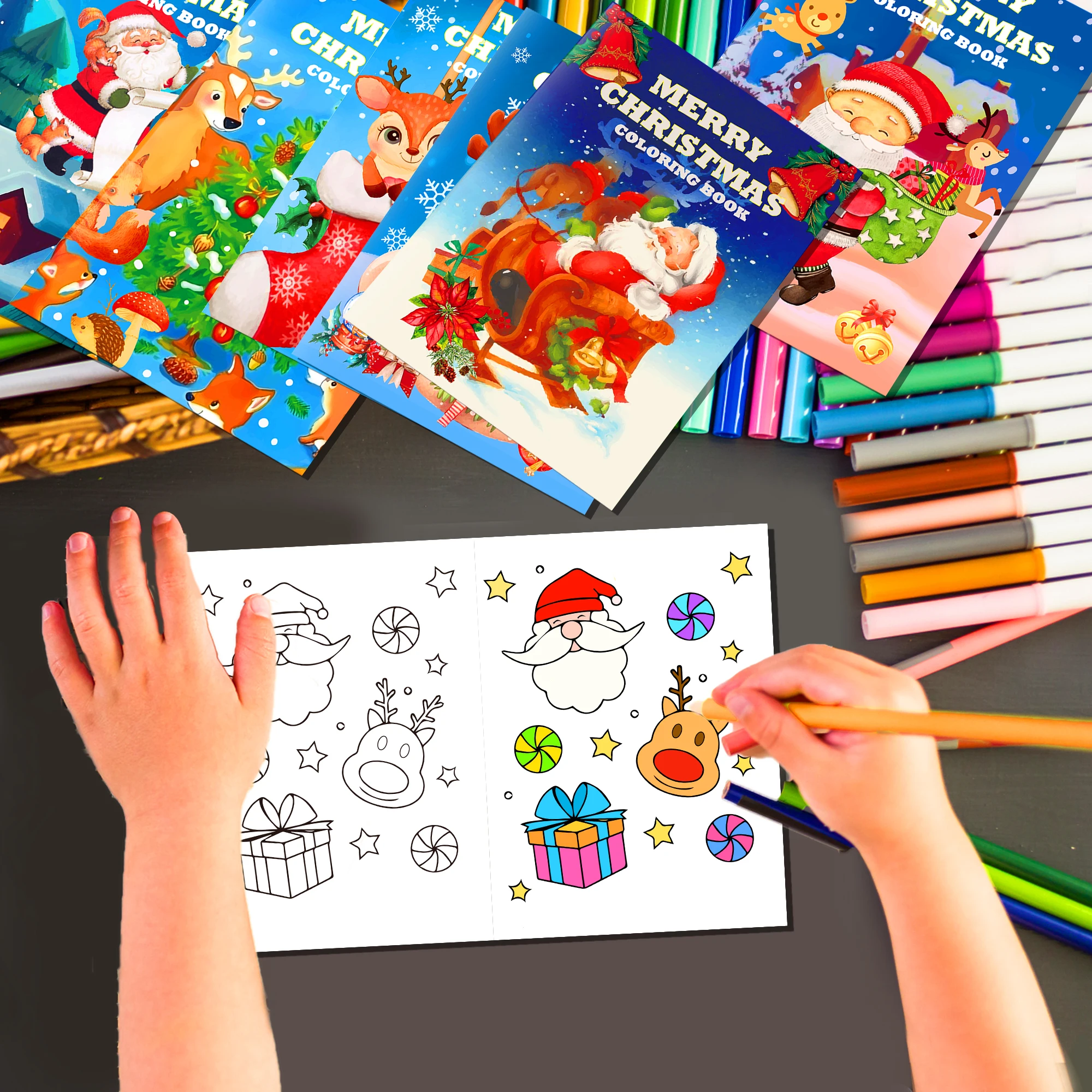 16szt Kreskówka Wesołych Świąt – Winter Clothing Drawing For Kids recenzja i cena