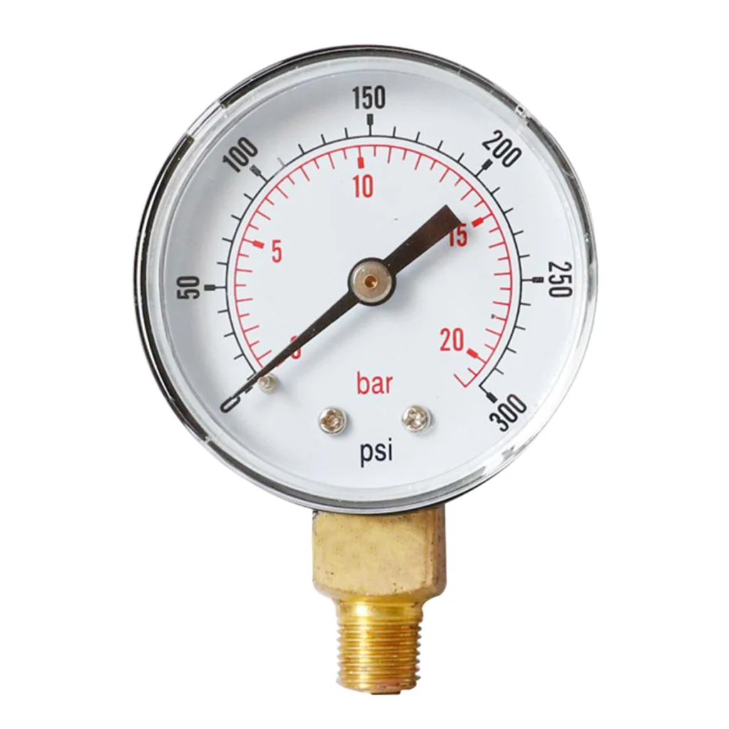 Air Water Pressure Gauge 1/4 BSP Manometer Y504 0-300psi Center Back Mount