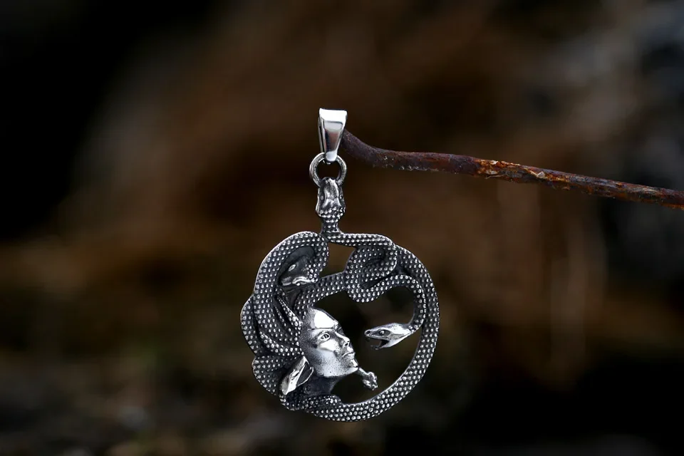 2024 New Arrvial Stainless Steel Unique Ancient Greek Mythology Woman Snake Medusa Pendant For Men Women Vintage Jewelry