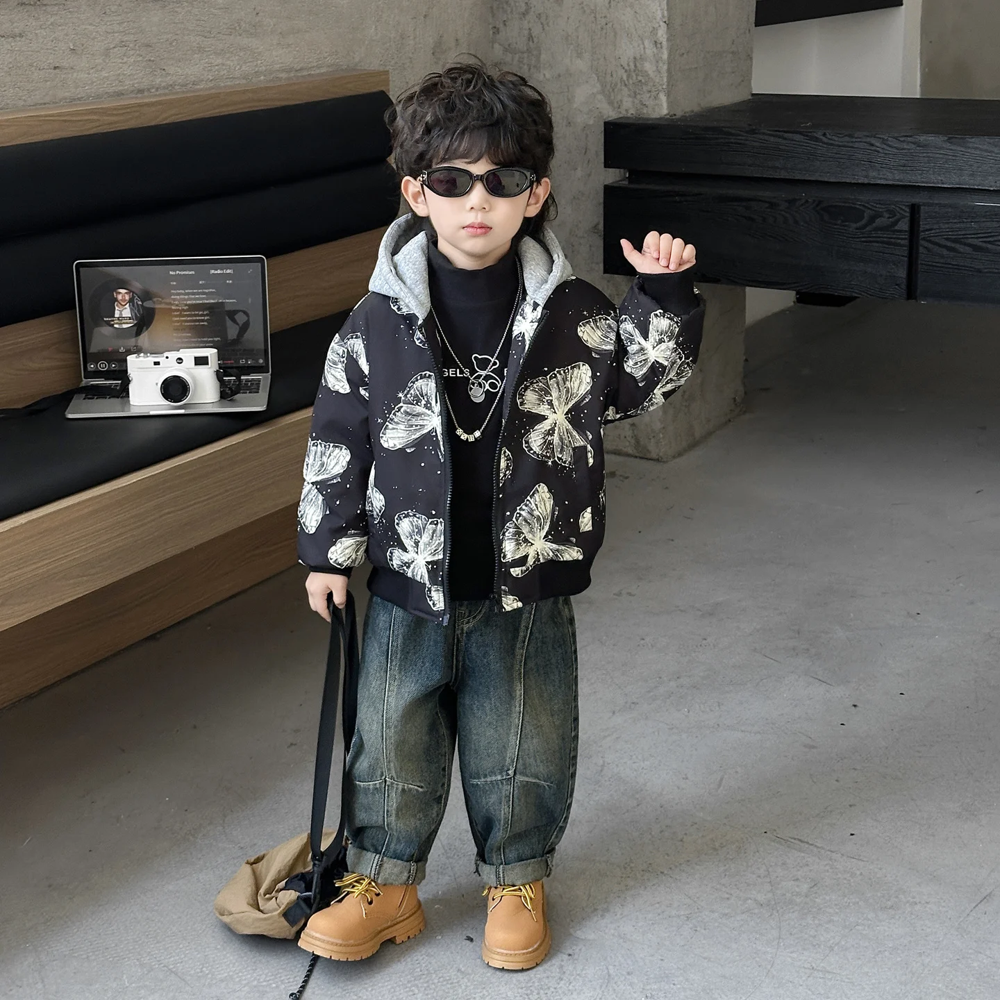 

Легкая хлопковая куртка для мальчиков, осенне-зимняя хлопковая одежда, новая детская бейсбольная куртка, хлопковое пальто для мальчиков