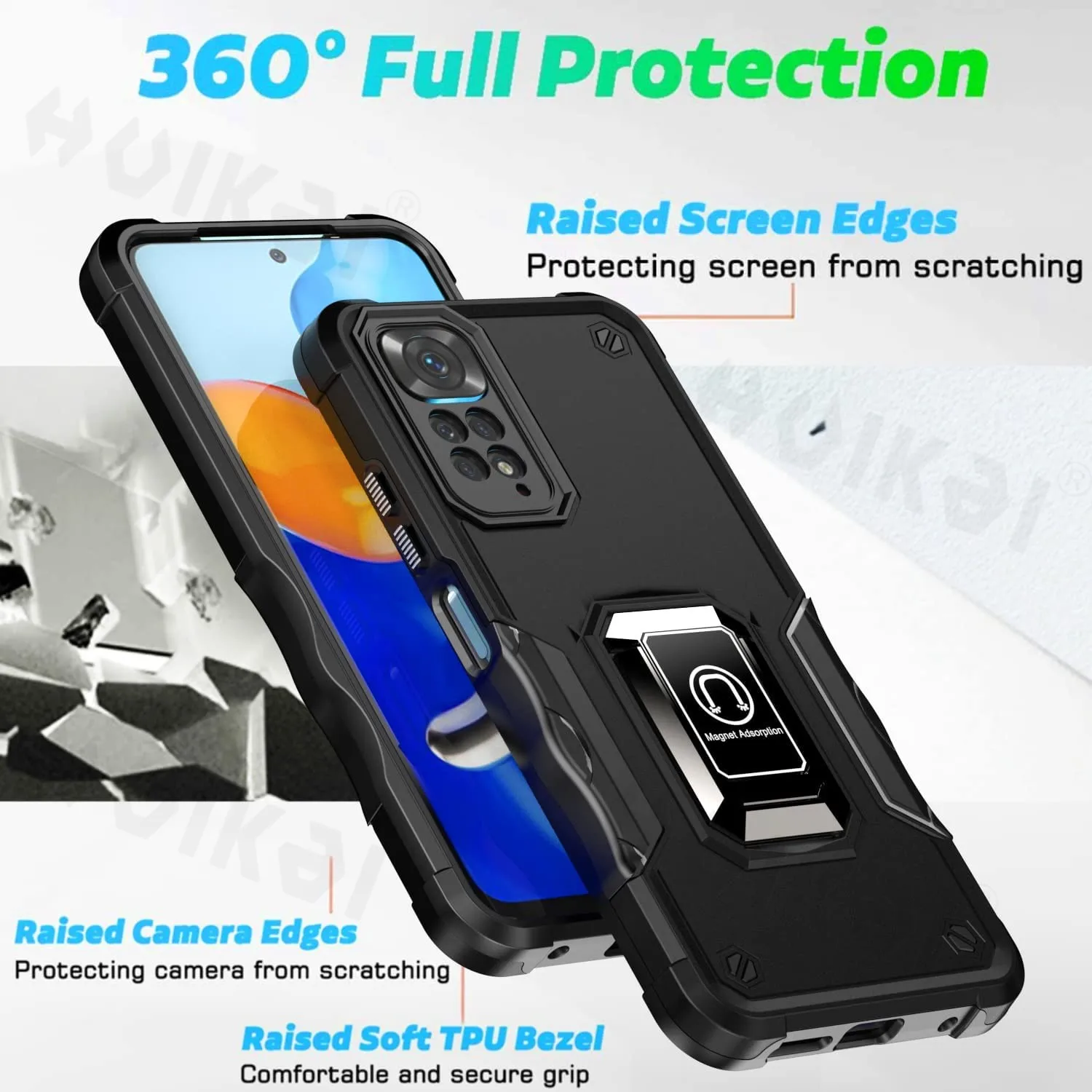 Military Duty Armor Case For Xiaomi Redmi Note 12 Pro Note 11 11S 11T MI POCO X4 PRO M4 PRO Note 10 9A 10C Shockproof Kickstand