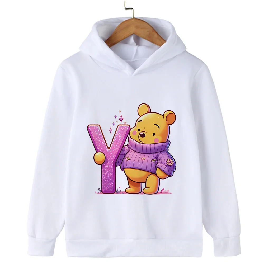 

New Winnie The Pooh Girl Boy Hoodies Disney A B C D Kids Pullover Children Fashion Cartoons Casual Clothes Kid Tops Sweatshirts