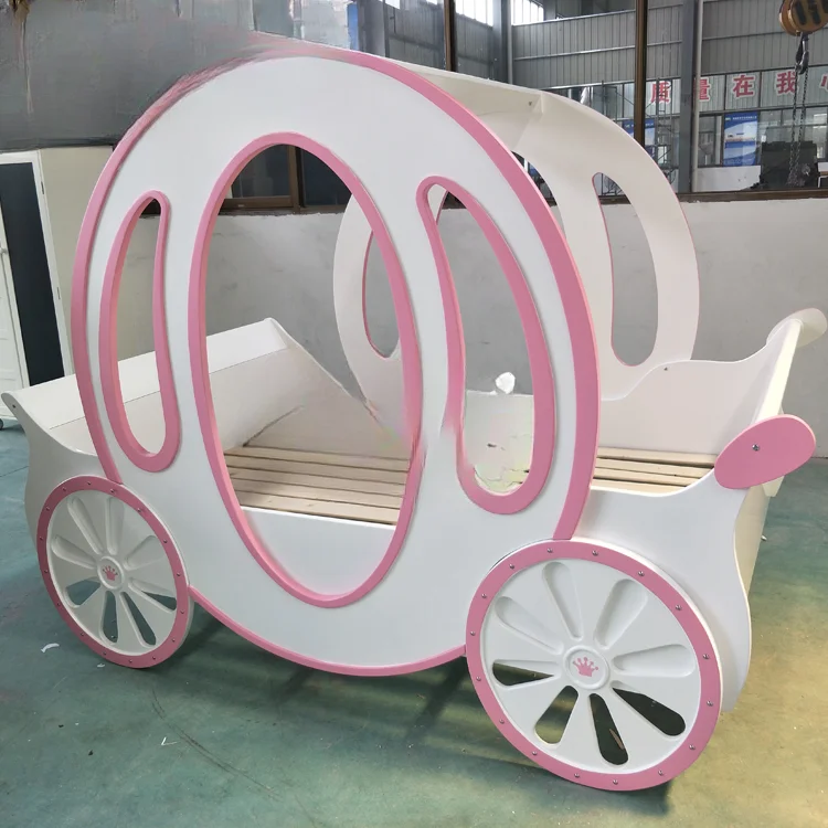 Children's furniture princess carriage single solid wood parent-child hotel bed