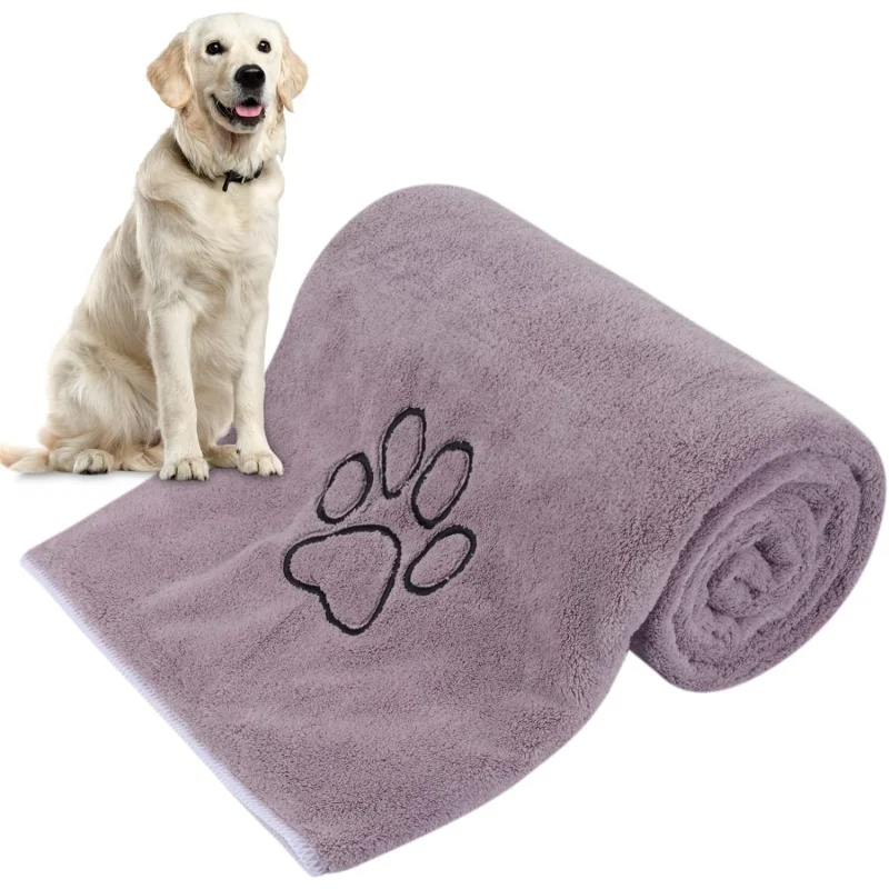 Toalla absorbente para mascotas: Toalla de baño de secado rápido para perros y gatos, sin pelusa, ultragruesa, envasada con sellado al vacío