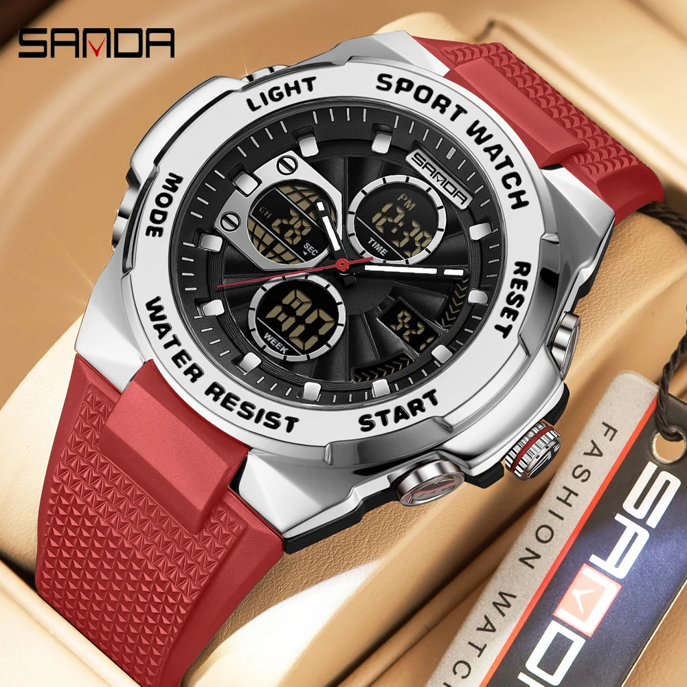 

SANDA модные военные часы для мужчин, роскошные оригинальные спортивные водонепроницаемые часы с хронографом ​ Мужские кварцевые наручные часы с датой
