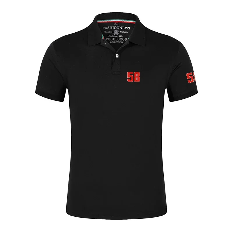 

58 Super Sic Marco Simoncelli Mens Summer Classics Lapel Ordinary Polos Shirts Leisure Short Sleeve Popular Breathable Tops