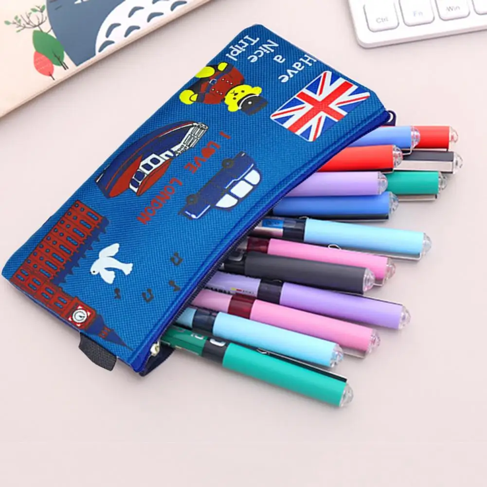 Oxford Cloth Pencil Bag School Students Pen Holder Zipper Bag Multifunctional Stationery Pouch Pen Case School Supplies