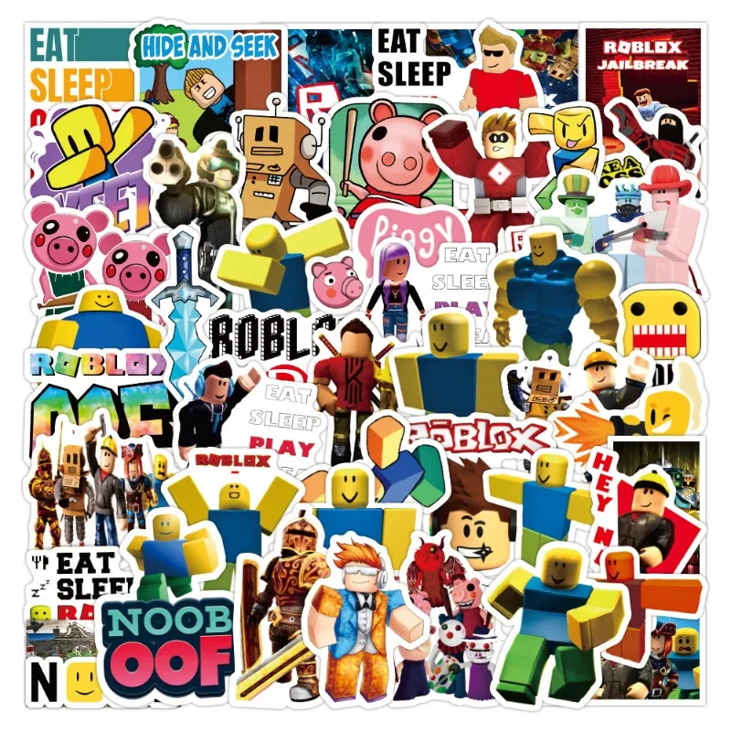 50/100 Uds juego Roblox pegatinas de dibujos animados taza de agua equipaje cuaderno Scooter Graffiti pegatinas impermeables juguete de regalo para estudiantes