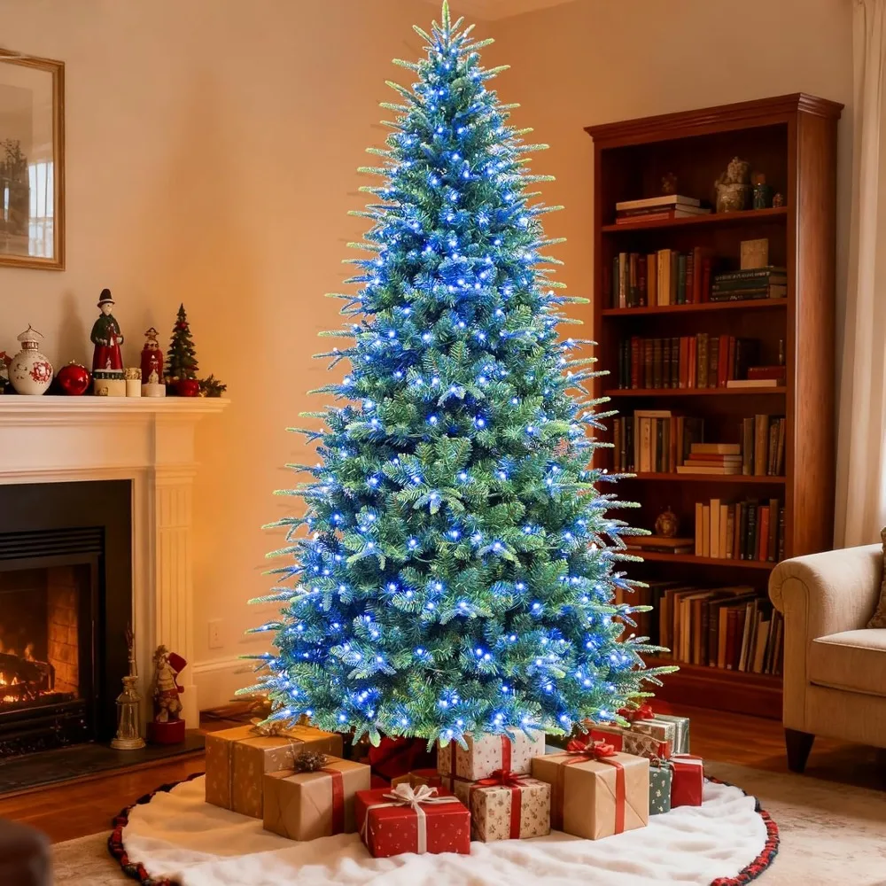 

7.5 ft Prelit Artificial Christmas Tree with Remote Control, 1948 PE&PVC Branch Tips, Artificial Hinged Christmas Tree
